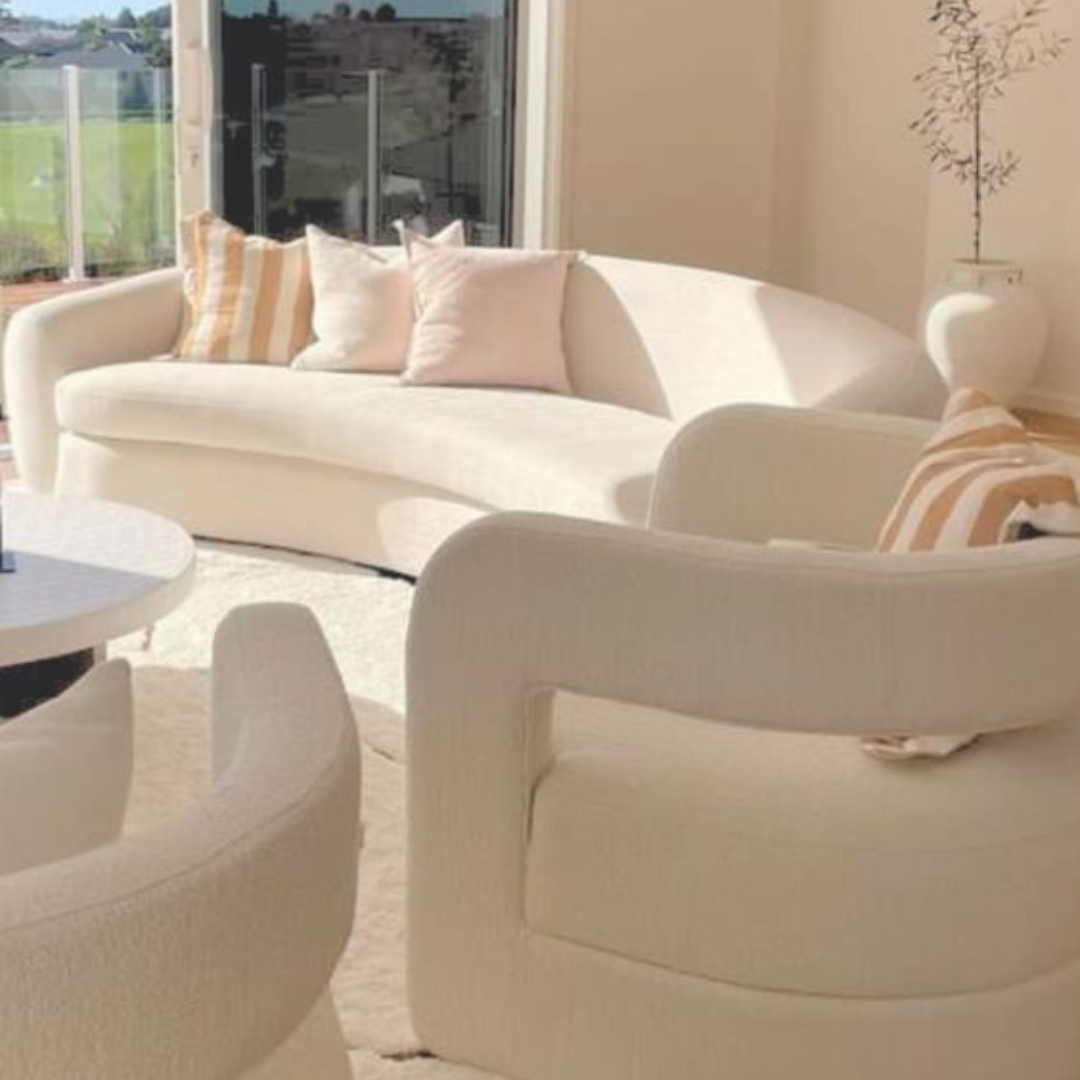 Gwen boucle sofa side view