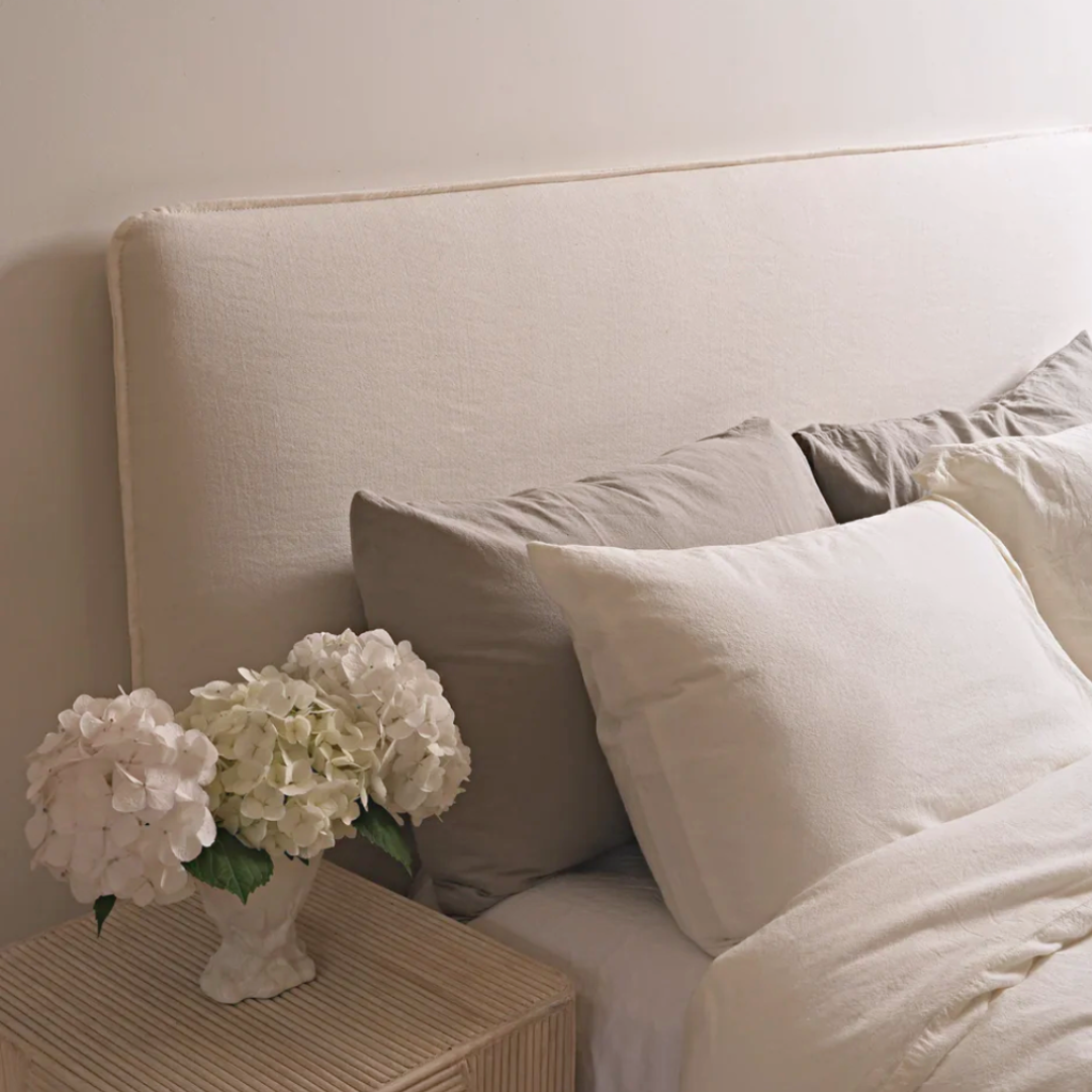 Harlow slip cover headboard in Ivory
