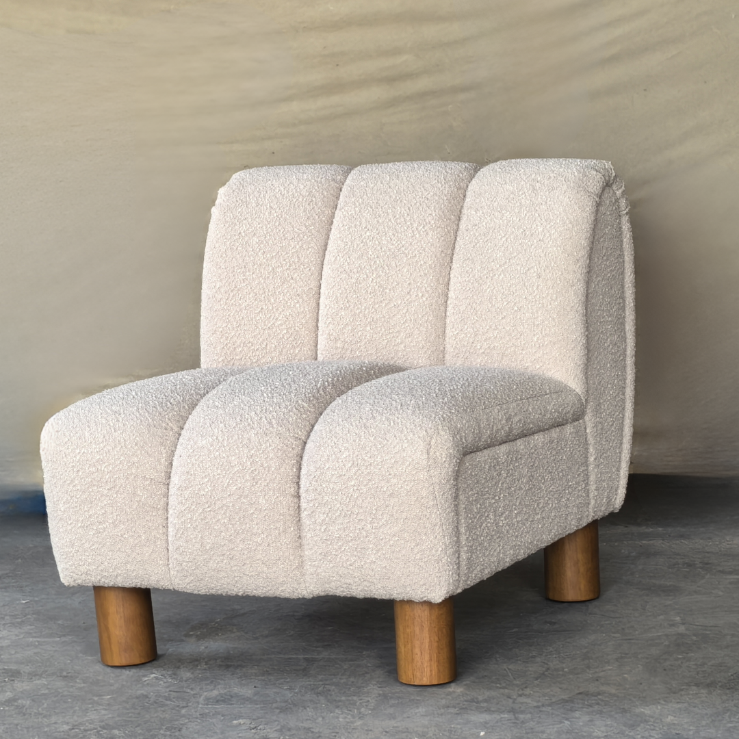 Holland boucle occasional chair in beige, detail view