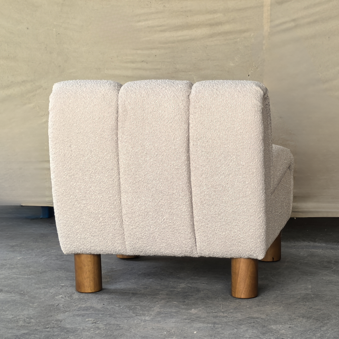 Holland boucle occasional chair in beige, close-up