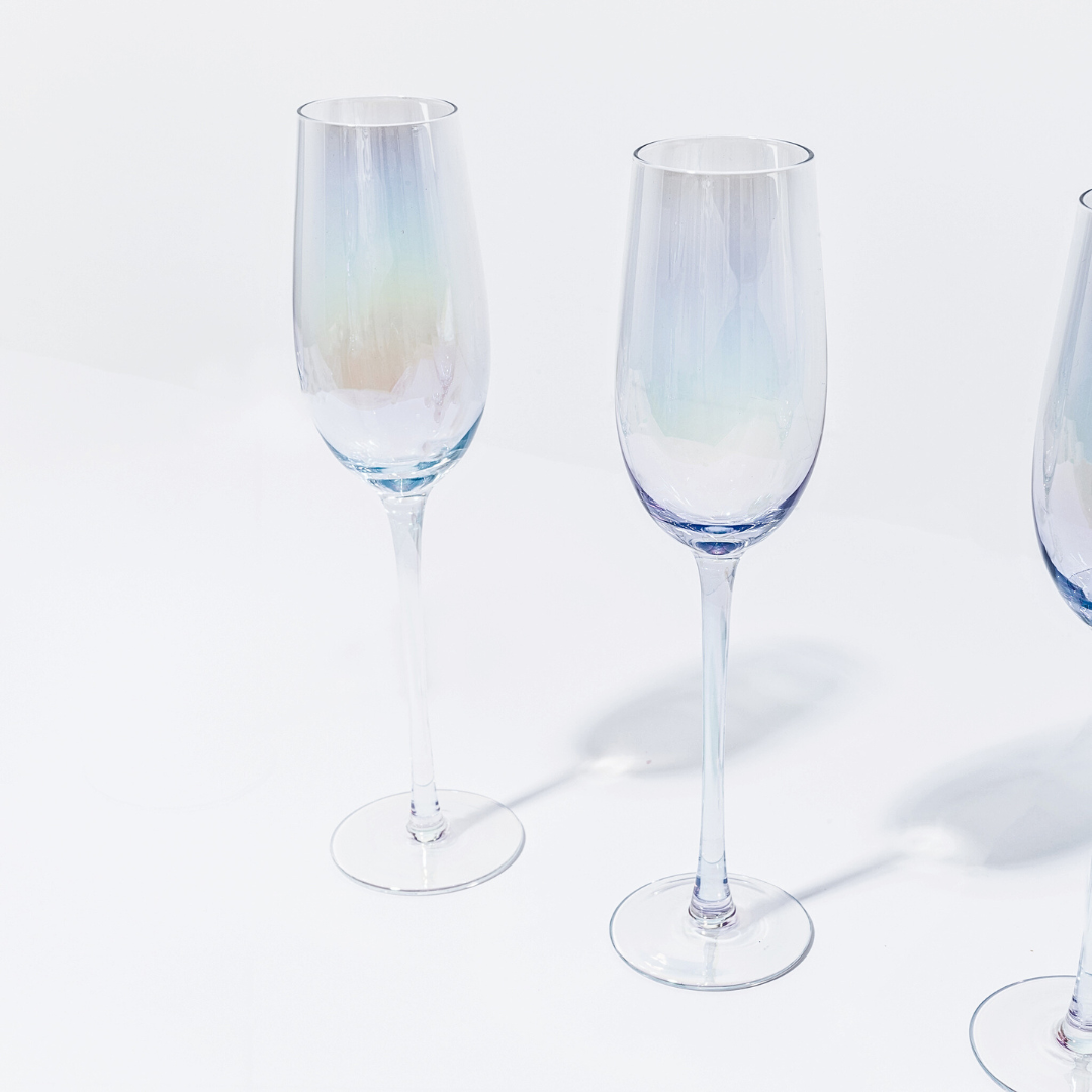 Iridescent champagne flute in set of 4