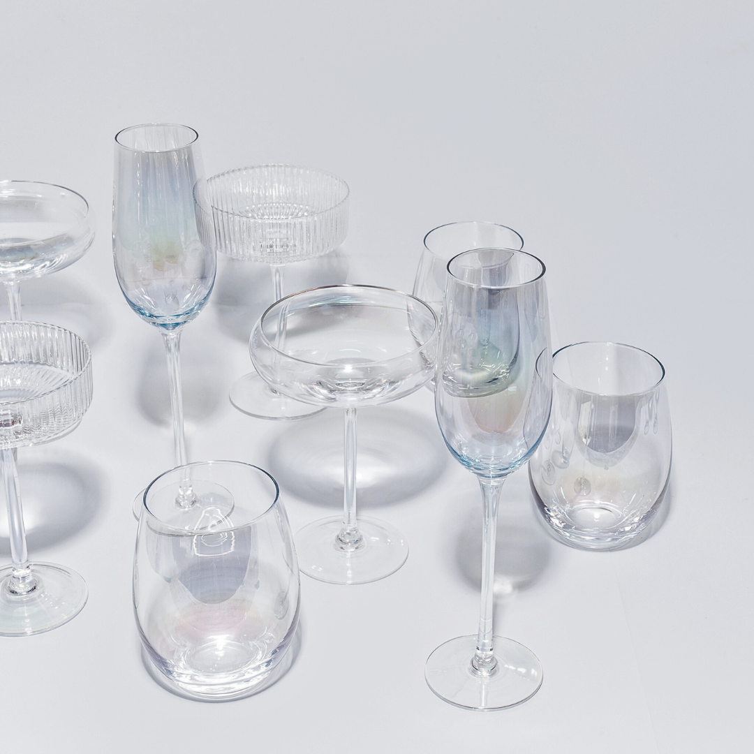 Iridescent champagne flute in set of 4, alternate angle