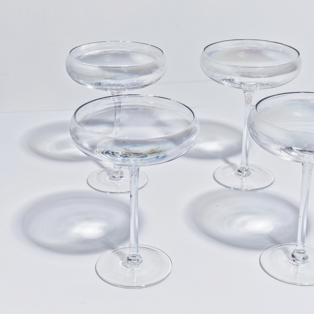 Iridescent cocktail coupe in set of 4