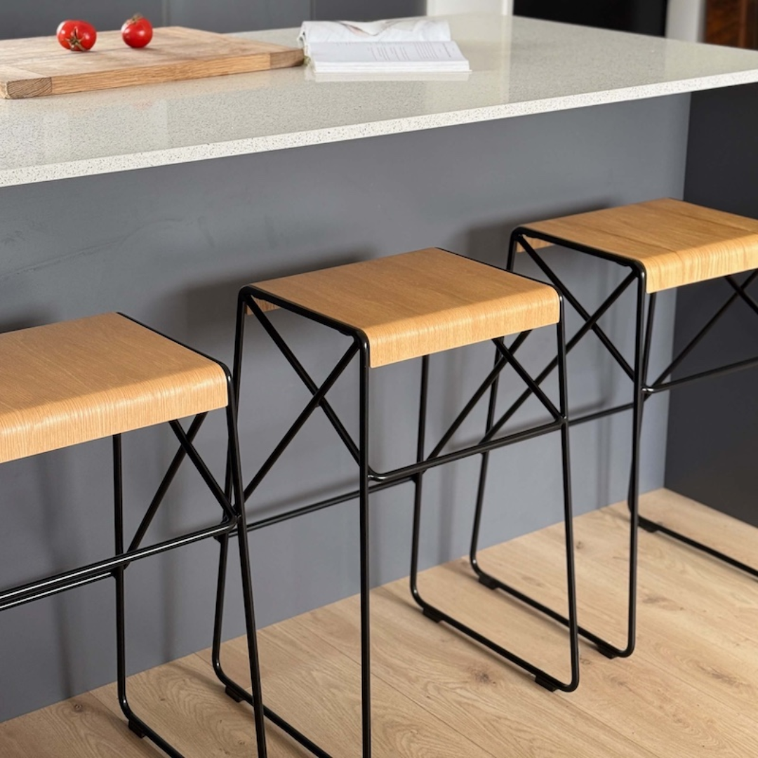 Karori stool in black, detail view