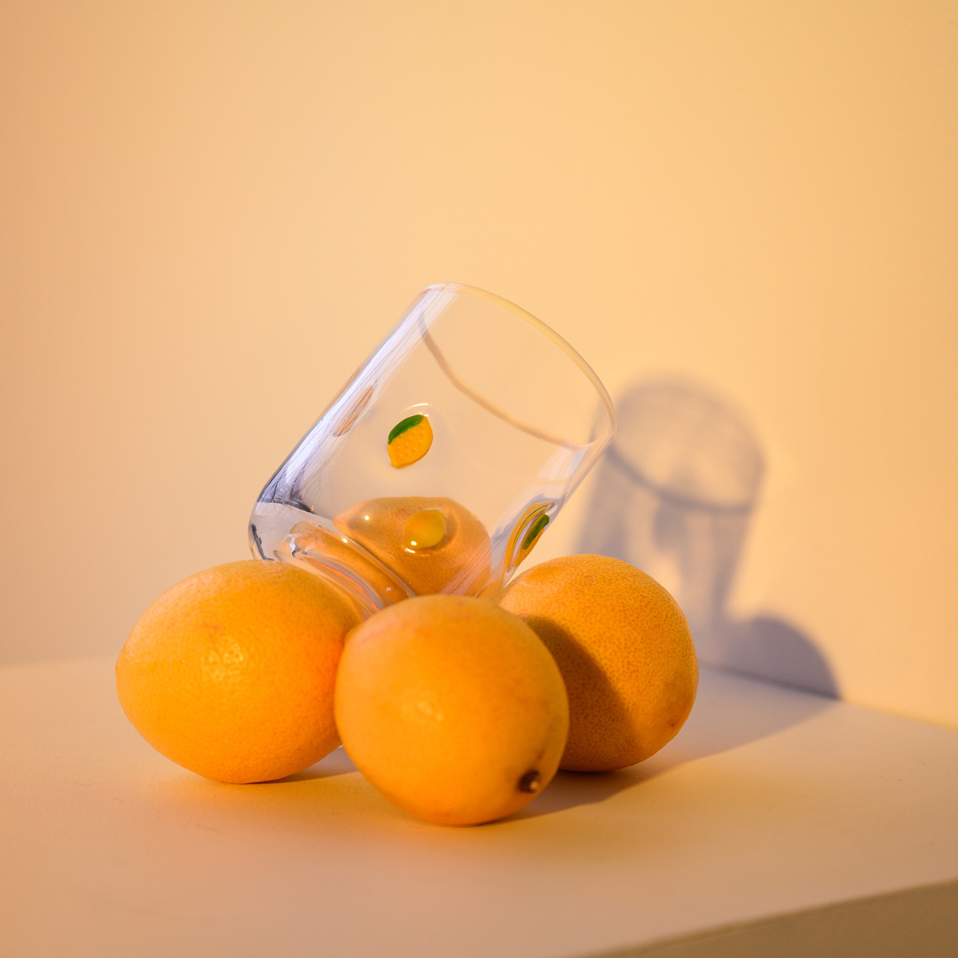 Lemon icon glass in set of 4