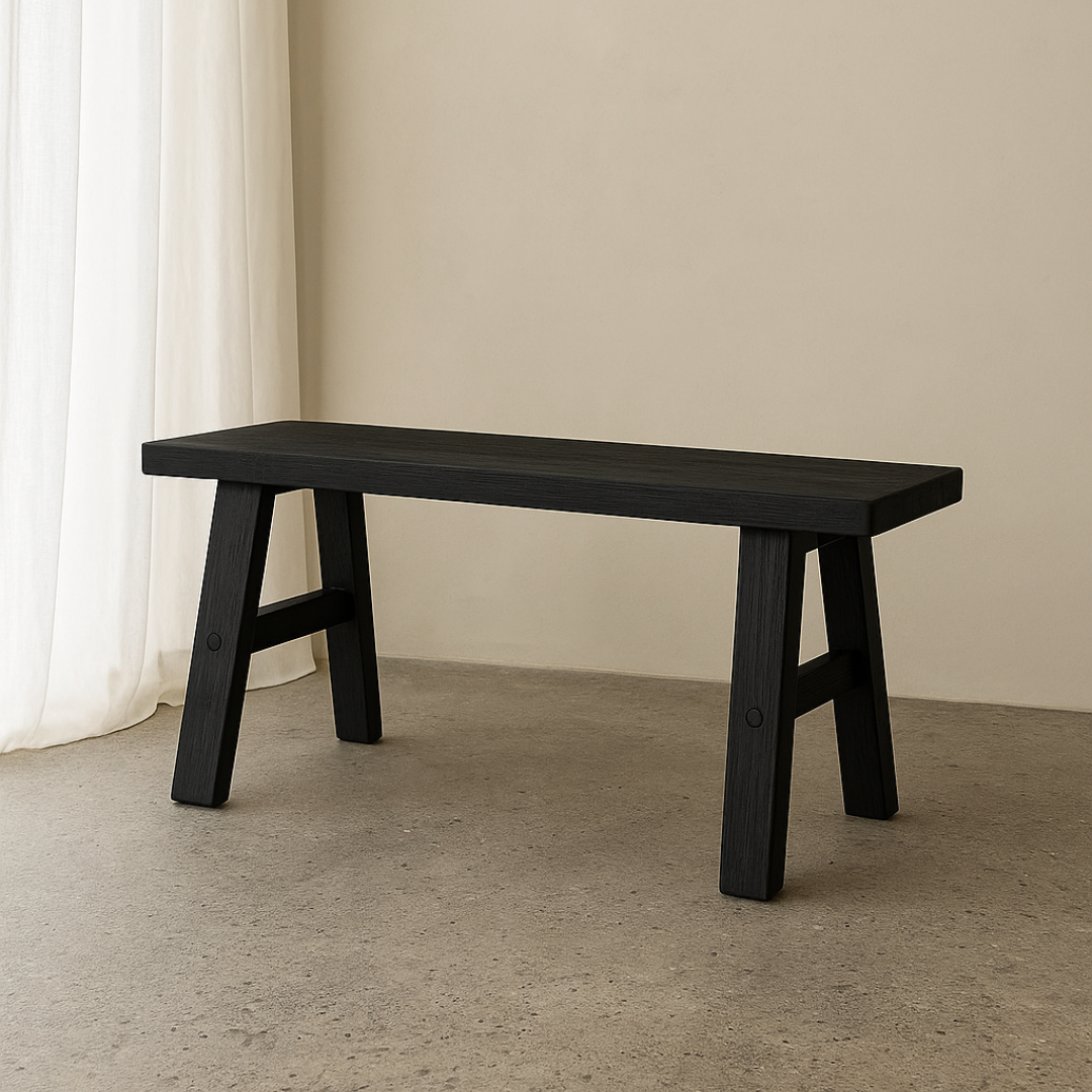 Medium reclaimed wood bench in Black