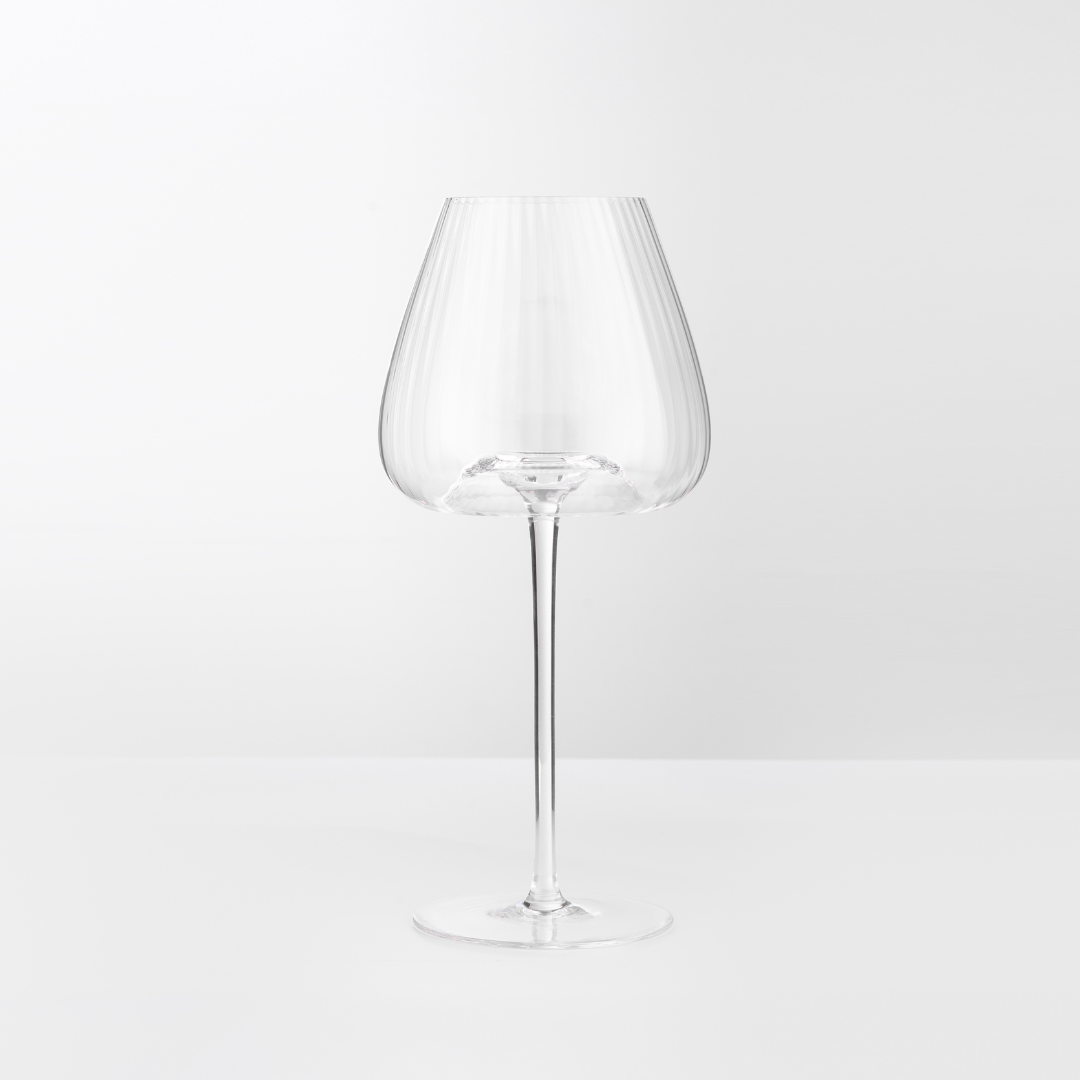 Melted crystal red wine glass in set of 4, styled shot