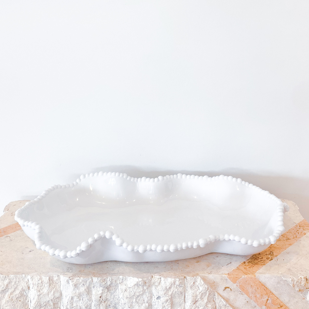 Pearl serving dish, detail view