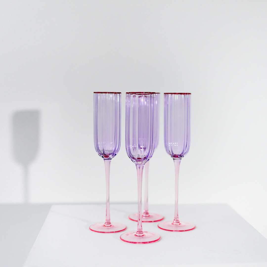 Petal champagne flute- set of 4 in lilac/blush, styled shot