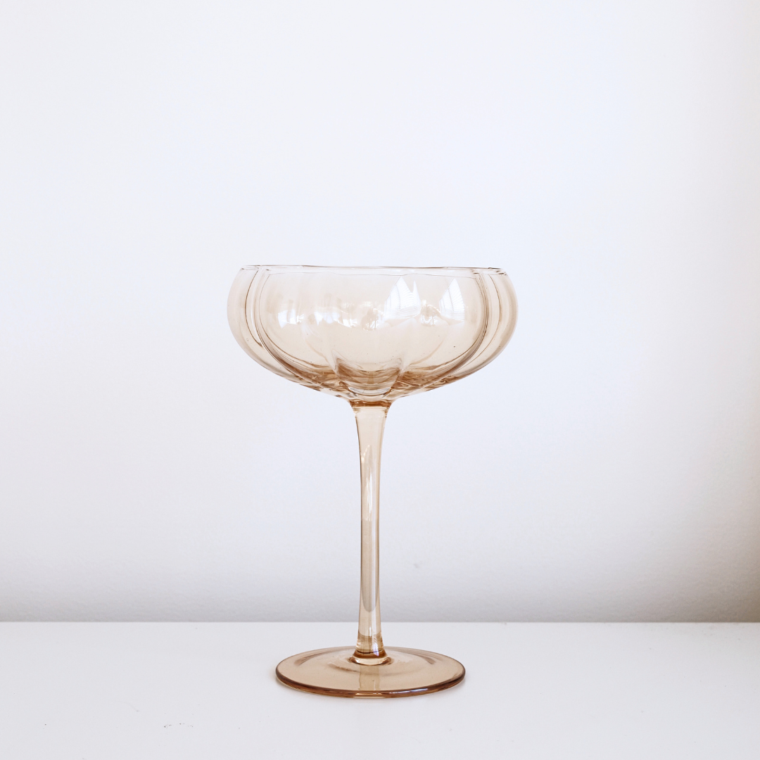 Petal cocktail glass- light amber in set of 4