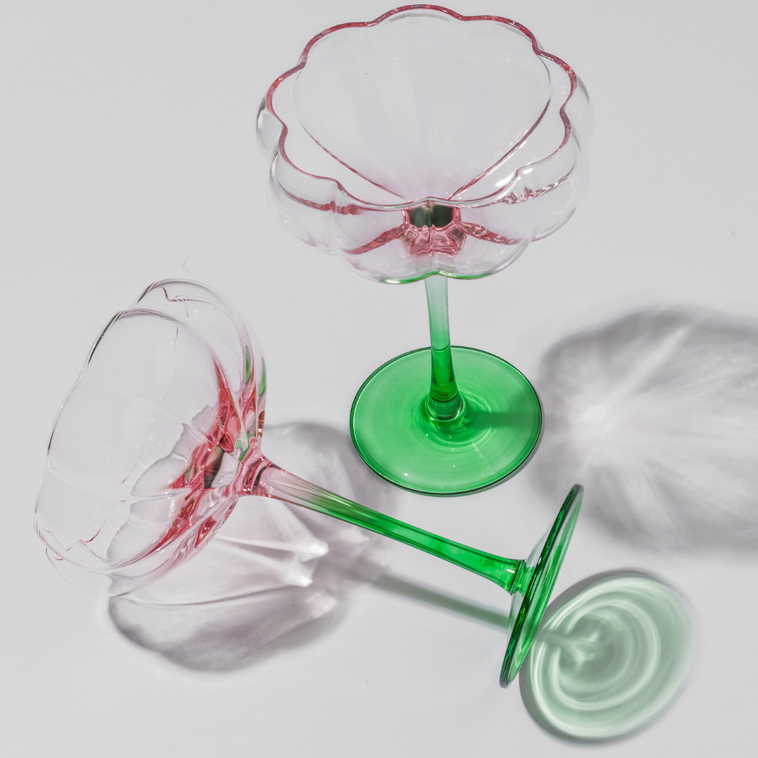 Petal cocktail glass- watermelon in set of 4
