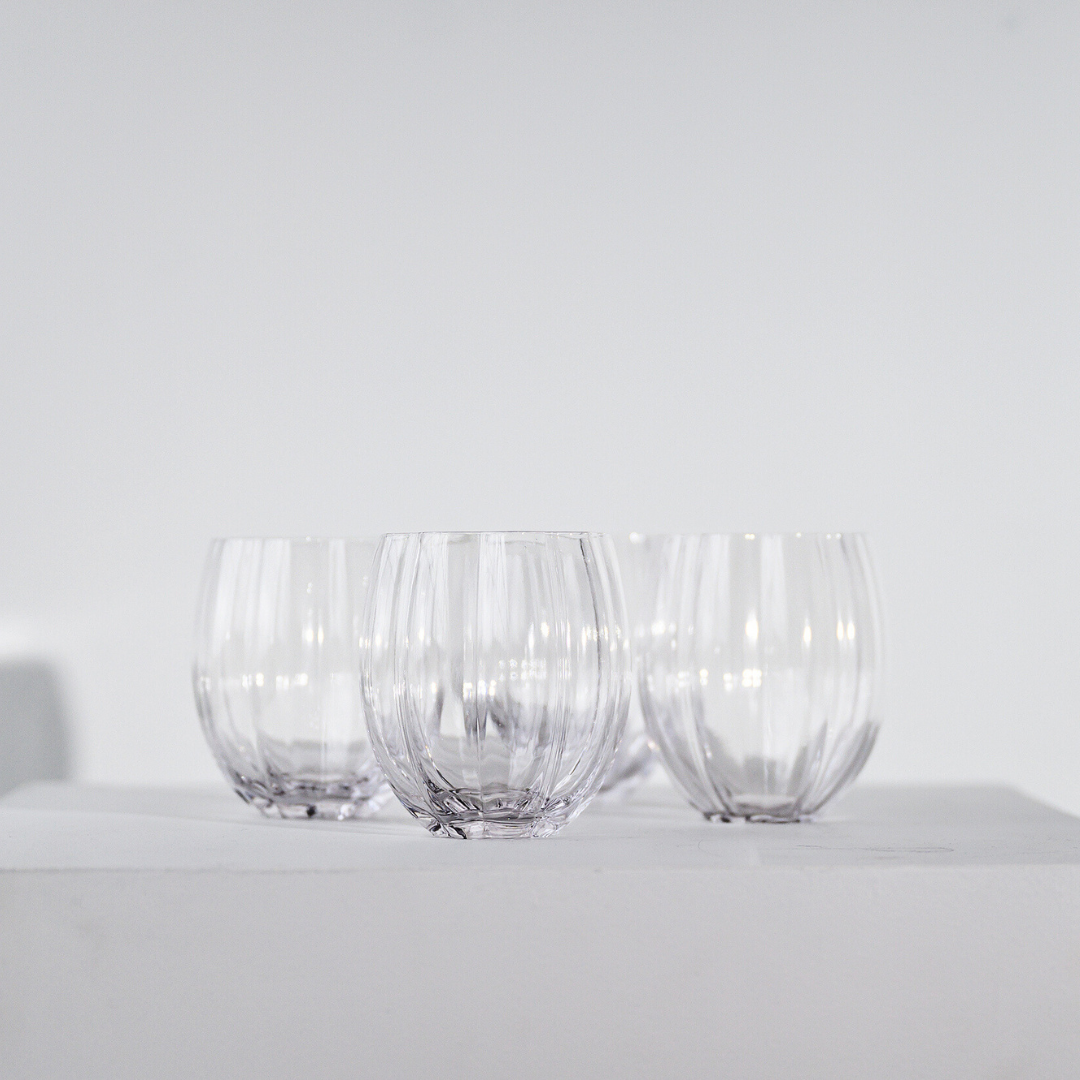 Petal stemless glass- clear in set of 4, styled shot