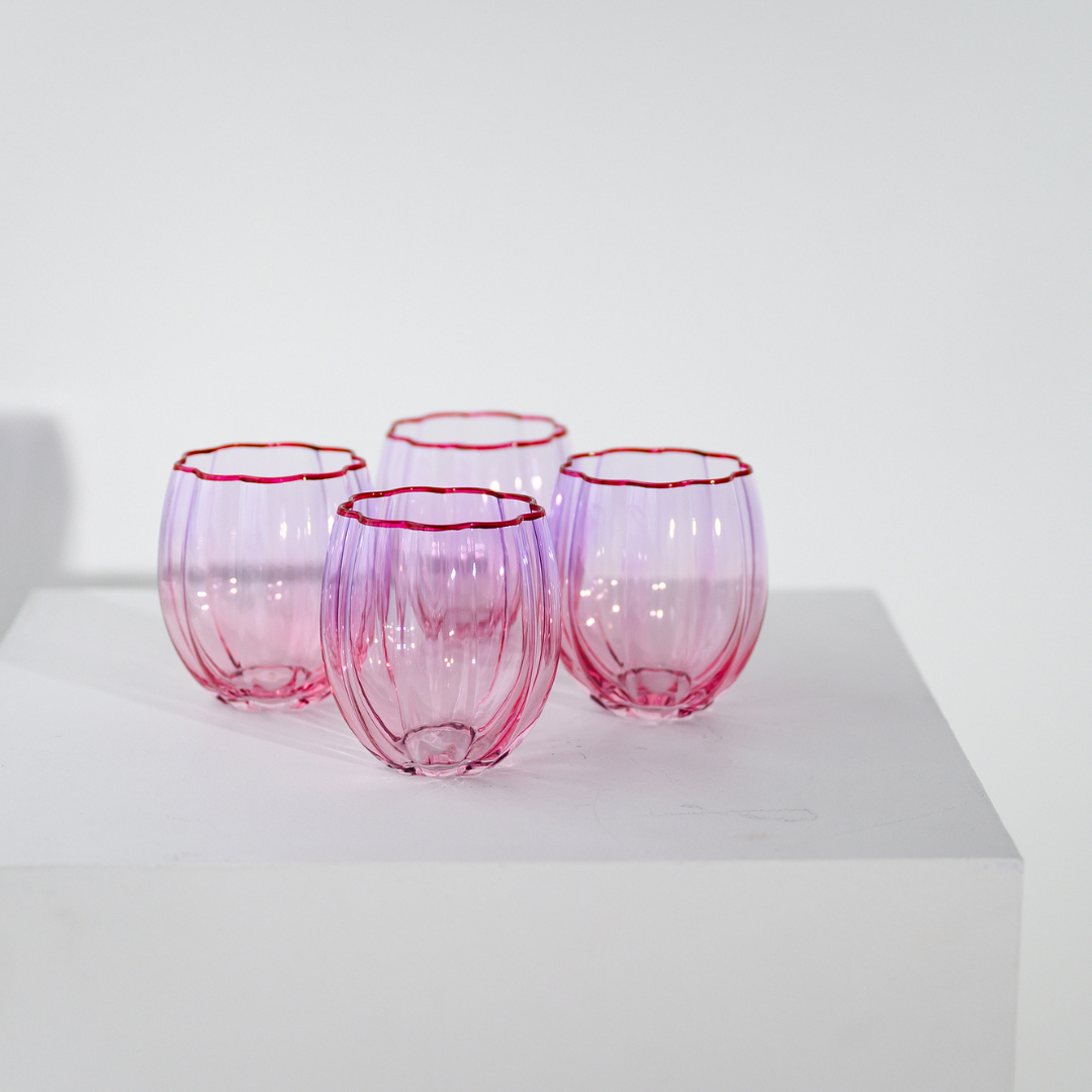 Petal stemless glass- set of 4 in lilac/blush, styled shot