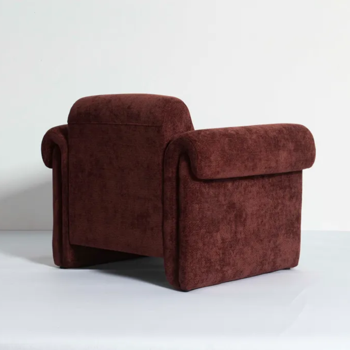 Rove chair in merlot, side view