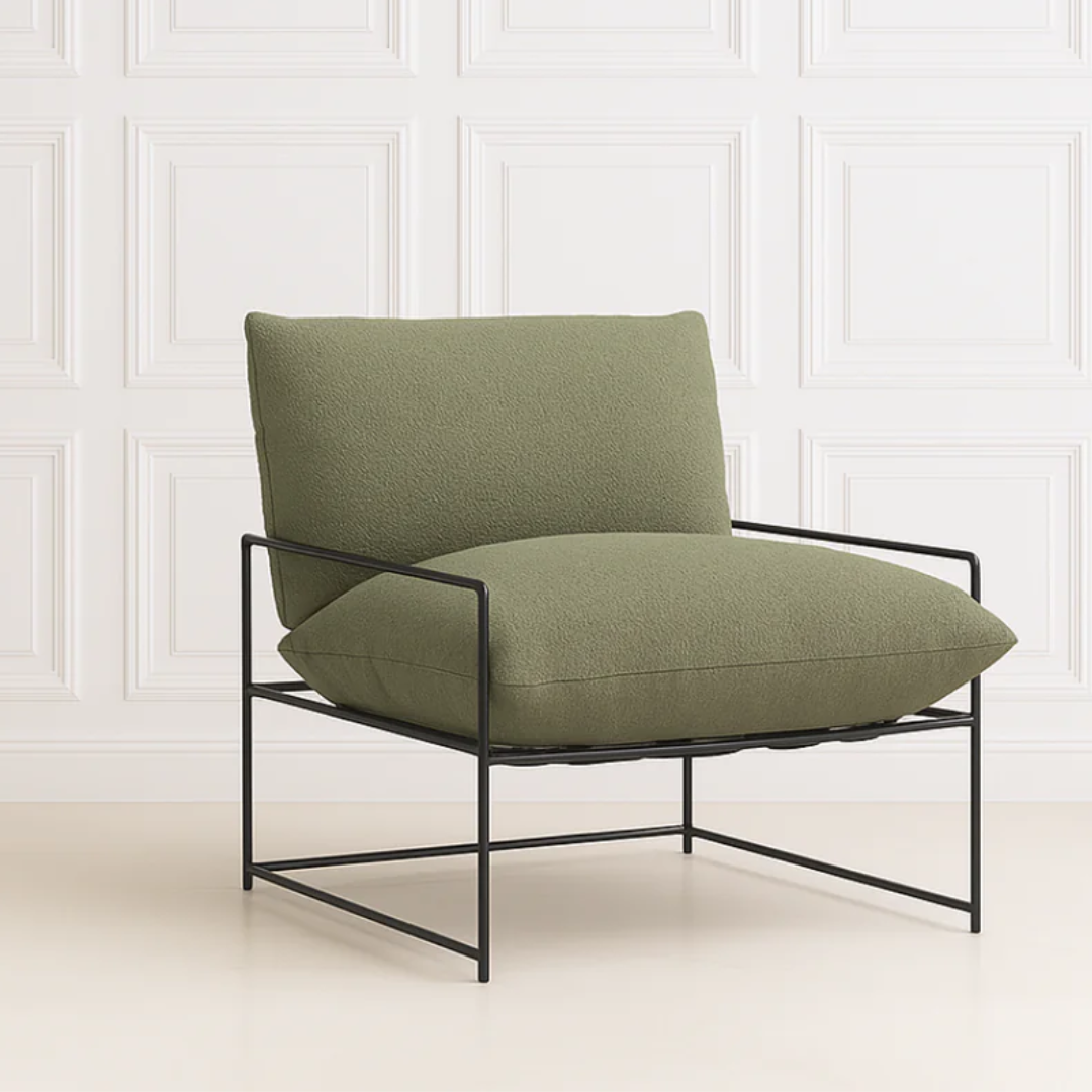 Sammie boucle sling chair in olive