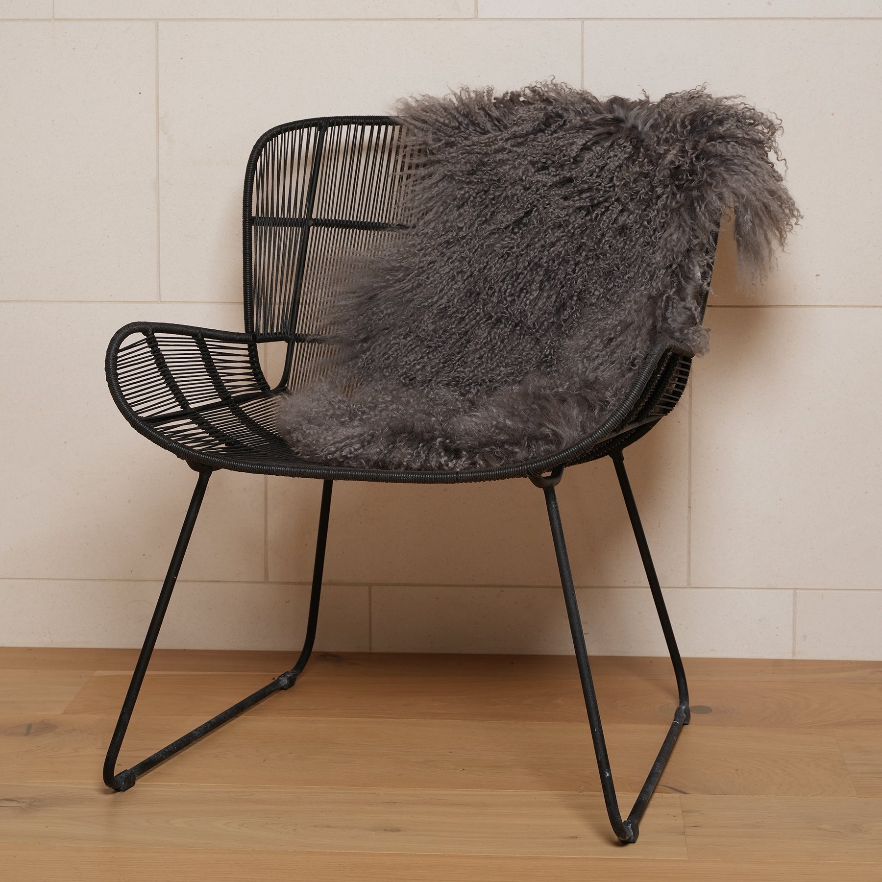 Tibetan lambskin rug in Charcoal